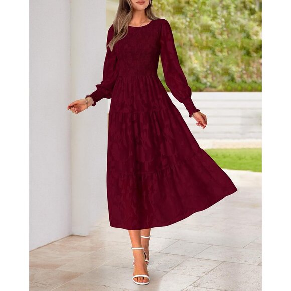 Long Sleeve Floral Maxi Dress for Women Fall Wedding Guest Boho Elegant - Picture 6 of 7